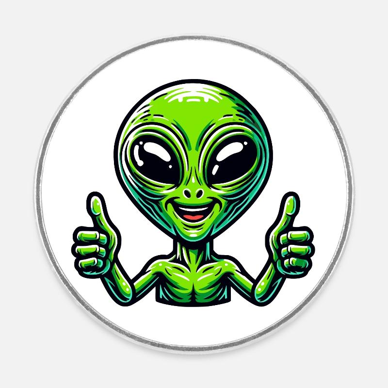 Joyeux Extraterrestre - Magnet rond - blanc