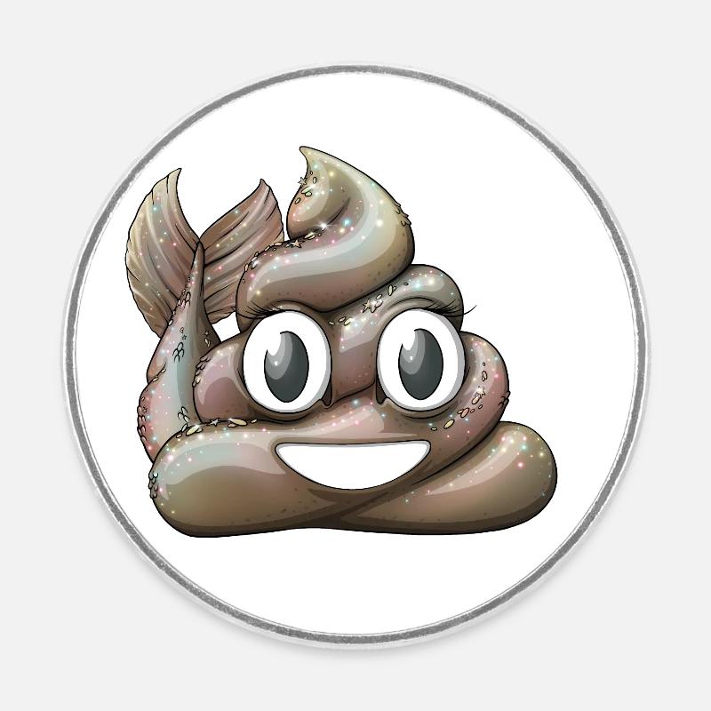 Mermaid pile off poo - Round fridge magnet - white