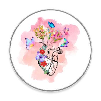 Lovely Heart - Runder Kühlschrankmagnet - Weiß - Vorne