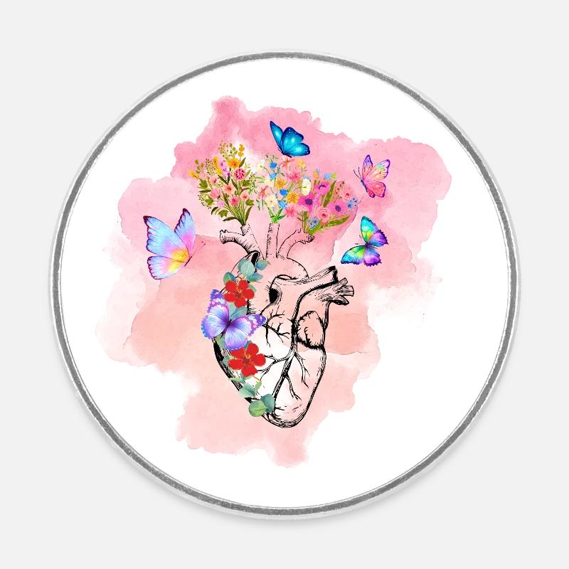 Beau coeur - Magnet rond - blanc