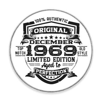 Born December 1969 53rd birthday gift - Round  fridge magnet - white - Front
