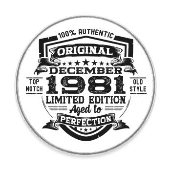 December Born 1981 41st birthday gift - Round  fridge magnet - white - Front