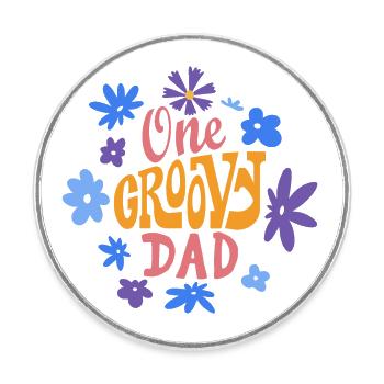 Un papa groovy, un papa génial - Magnet rond - blanc - Devant
