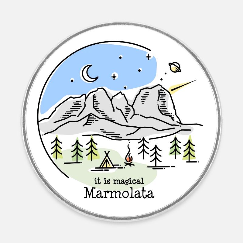 Marmolada Marmolada via ferrata randonnée Dolomites - Magnet rond - blanc