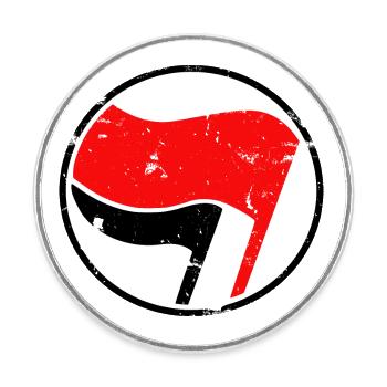 Logo des drapeaux Antifa grunge - Magnet rond - blanc - Devant