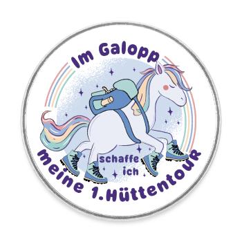 Einhorn - meine 1. Hüttentour - Wandern mit Kind - Runder Kühlschrankmagnet - Weiß - Vorne