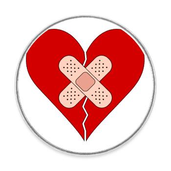 Coeur avec bandage - Magnet rond - blanc - Devant