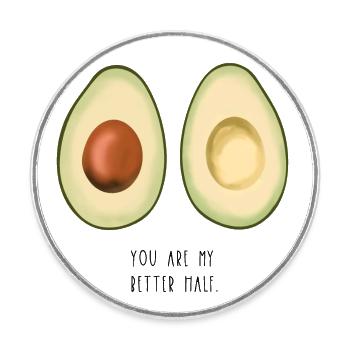 Avocado Love - Runder Kühlschrankmagnet - Weiß - Vorne