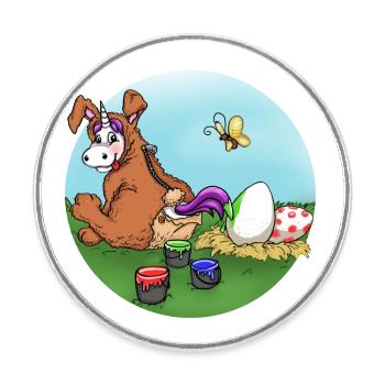 Osterhase - Runder Kühlschrankmagnet - Weiß - Vorne