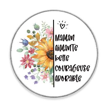 Maman - Magnet rond - blanc - Devant