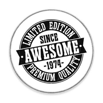 Great Since 1974 Vintage Vintage Birthday - Round  fridge magnet - white - Front