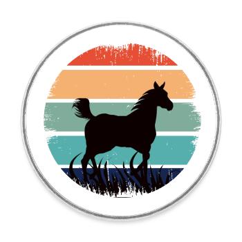 Pferde Retro Vintage - Runder Kühlschrankmagnet - Weiß - Vorne