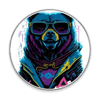 Cyberbear - Runder Kühlschrankmagnet - Weiß - Vorne
