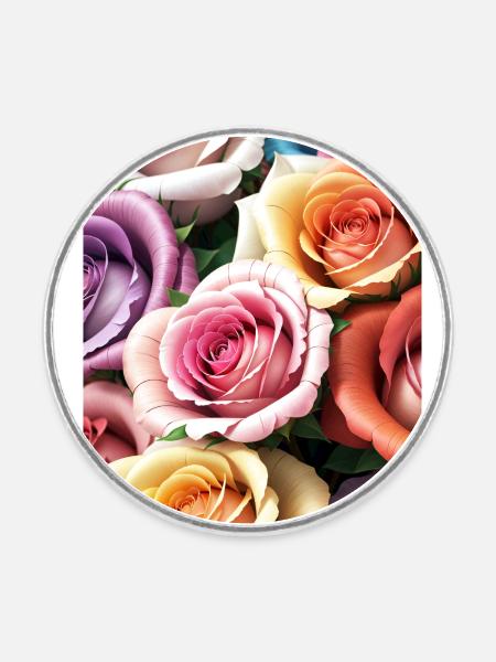 Blumen 41 - Runder Kühlschrankmagnet - Weiß