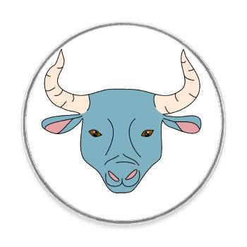 Taureau - Magnet rond - blanc - Devant