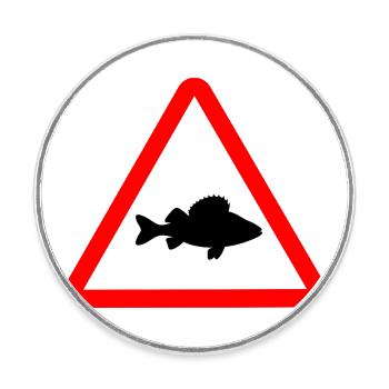 Achtung Barsch Perca Fluviatilis Angeln - Runder Kühlschrankmagnet - Weiß - Vorne