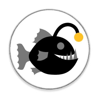 Frogfish Fish Lanternfish Graphic Deep Sea - Round  fridge magnet - white - Front