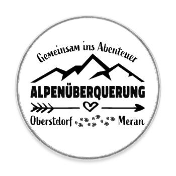 Alpenüberquerung E5 - Gemeinsam Abenteuer -Freunde - Runder Kühlschrankmagnet - Weiß - Vorne