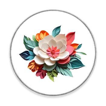Joie de la fleur - Magnet rond - blanc - Devant