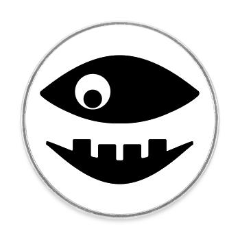 Fish shows teeth - Round  fridge magnet - white - Front