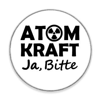 Atomkraft, Ja bitte, Ja zu Kernenergie - Runder Kühlschrankmagnet - Weiß - Vorne