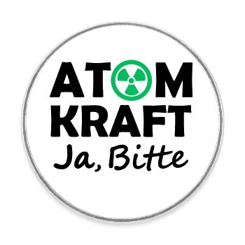 Atomkraft, Ja bitte, Ja zu Kernenergie - Runder Kühlschrankmagnet - Weiß - Vorne