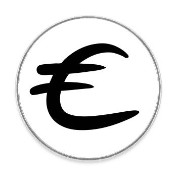 Signe de l’euro / symbole de l’euro €. Dessin de griffonnage. - Magnet rond - blanc - Devant