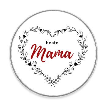 Meilleure maman - Fleur Coeur Coeur Coeur - Maman Cadeau - Magnet rond - blanc - Devant