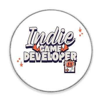 Indie Game Developer - Round  fridge magnet - white - Front