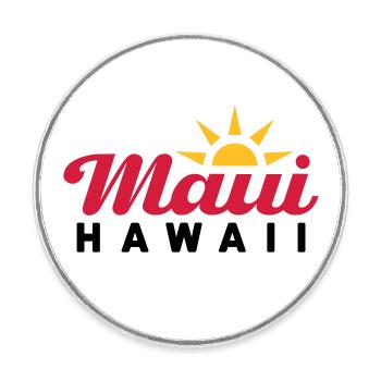Maui, Hawaii (Sonne, Sonnenstrahlen) - Runder Kühlschrankmagnet - Weiß - Vorne