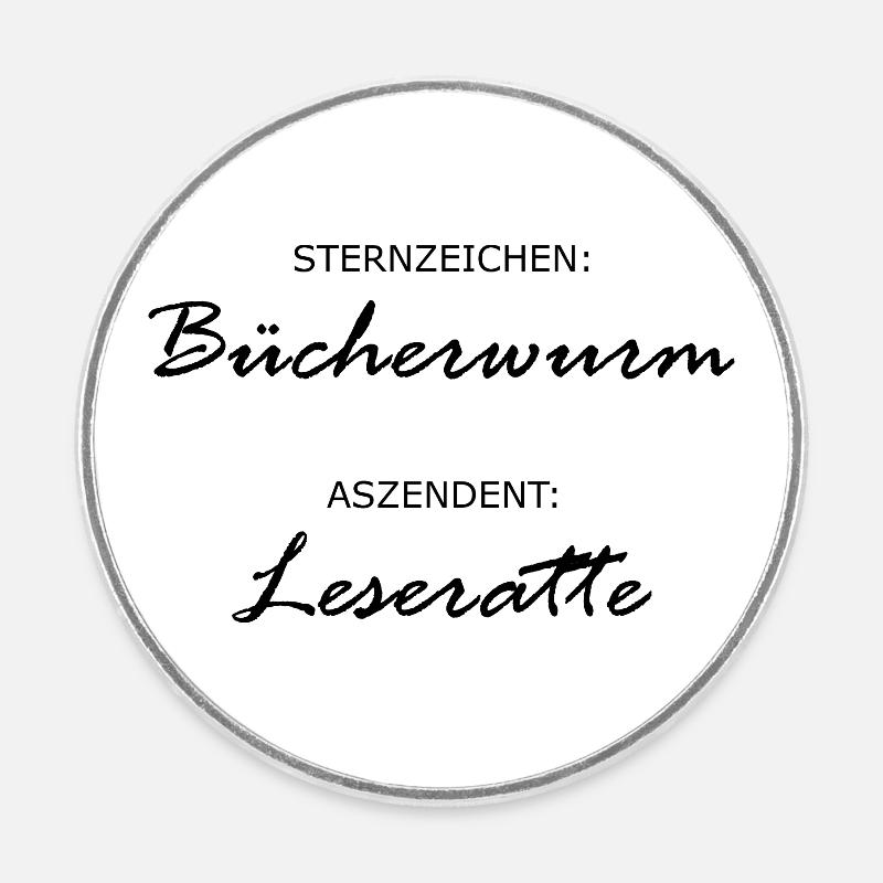 Sternzeichen Bücherwurm | Geschenk lesen Leseratte - Runder Kühlschrankmagnet - Weiß