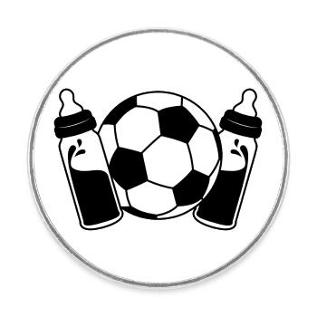 Erster Vatertag Fußball Papa Sohn Baby Flaschen - Runder Kühlschrankmagnet - Weiß - Vorne