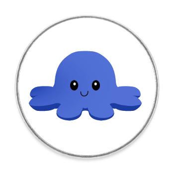 Cheerful octopus - Round  fridge magnet - white - Front