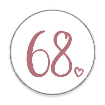 Süße Nummer 68, 68 Jahre alt, 68. Geburtstag Geschenk - Runder Kühlschrankmagnet - Weiß - Vorne