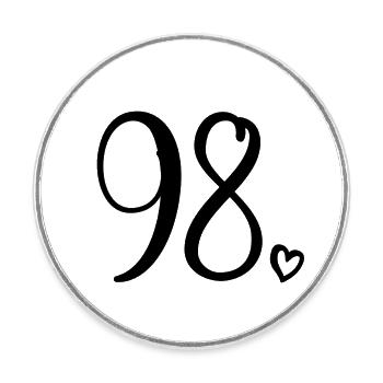 Cute Number 98, 98 Years Old, 98th Birthday Gift - Round  fridge magnet - white - Front