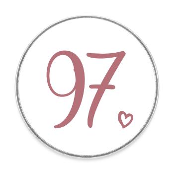 Cute Number 97, 97 Years Old, 97th Birthday Gift - Round  fridge magnet - white - Front