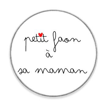 Petit faon à sa maman - Magnet rond - blanc - Devant