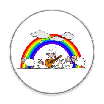 Sheep smoking weed - Round  fridge magnet - white - Front