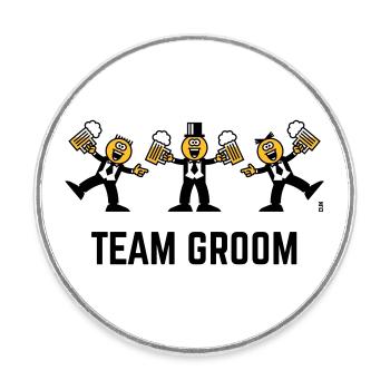 Team Groom (Stag Party, Caricature, Dance, 3C, B) - Round  fridge magnet - white - Front