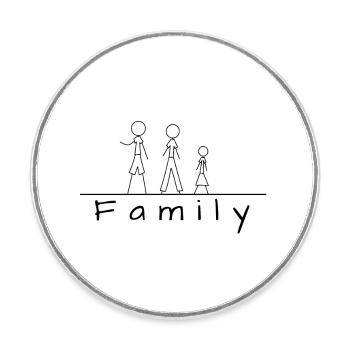 Famille de figurines en bâton - Magnet rond - blanc - Devant