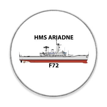 HMS ARIADNE - LEANDER ORIG - Round  fridge magnet - white - Front
