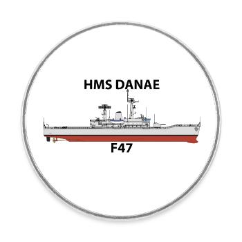 HMS DANAE - LEANDER ORIG - Round  fridge magnet - white - Front