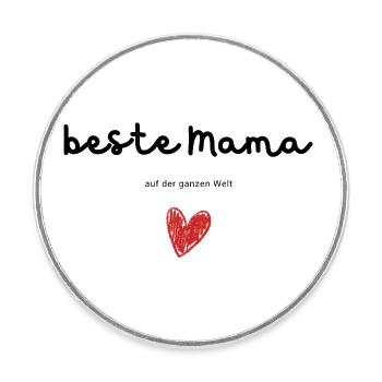 best mom in the whole world gift - heart - Round  fridge magnet - white - Front