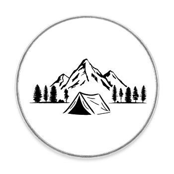 Camping Adventure, Mountain and Forest - Round  fridge magnet - white - Front