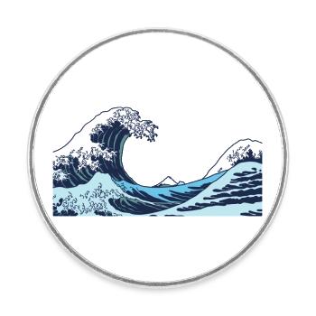 Kanagawa Waves Aesthetic Japanese Art Great Wave - Round  fridge magnet - white - Front