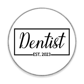 Dentiste Est. Étudiant diplômé en médecine dentaire 2023 - Magnet rond - blanc - Devant