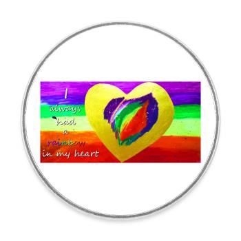 Rainbow Heart - Round  fridge magnet - white - Front