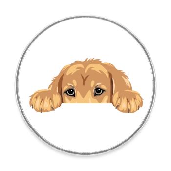 Funny peeping golden retriever puppy - Round  fridge magnet - white - Front