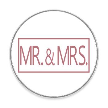 M. & Mme Couple marié Hommes & Femmes Cadeau de mariage - Magnet rond - blanc - Devant