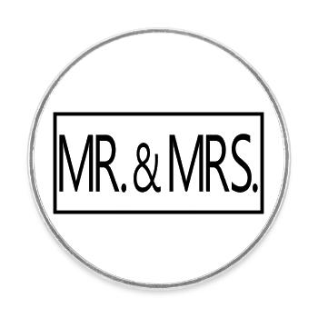 M. & Mme Couple marié Hommes & Femmes Cadeau de mariage - Magnet rond - blanc - Devant